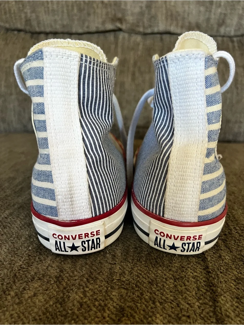 Blue Stripe Chuck Taylor All Star Converse Hi Top Sneakers women’s 10 Men’s 8 - Picture 4 of 11